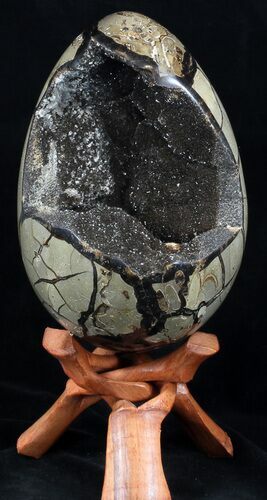 Septarian Dragon Egg Geode - Crystal Filled #37366
